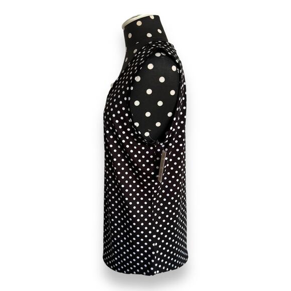 Sweet Violet Womens Tank Sz S Black White Polka Dot Rhinestone Bling NEW - Picture 5 of 8